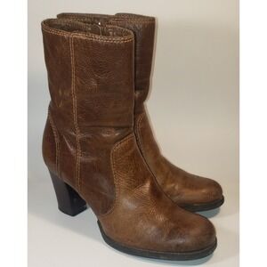Gianni Bini  Women's Size 6.5M Ankle Bootie Boots Brown Leather Block Heels
